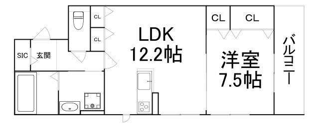 CASA PINO SOLO(1LDK/1階)の間取り写真