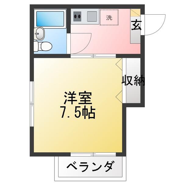 サニーテラス(1K/2階)の間取り写真