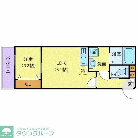 ジーメゾン海老名門沢橋(1LDK/2階)の間取り写真