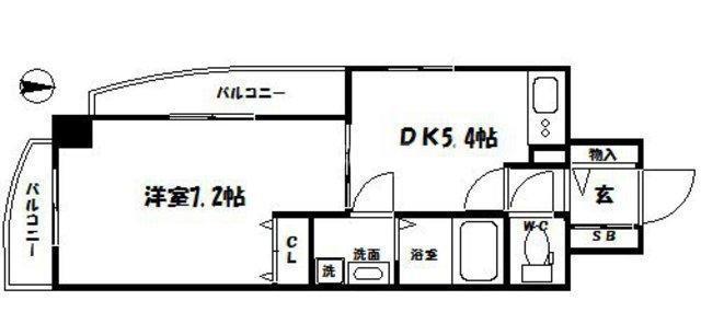 エイペックス内本町(1DK/5階)の間取り写真