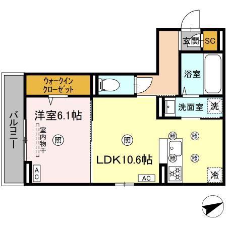 CAMPANELLA船越(1LDK/3階)の間取り写真
