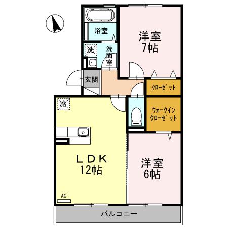 サンガーデニアA棟(2LDK/2階)の間取り写真
