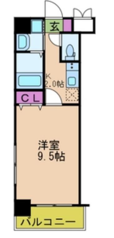 プレジオ中之島(1K/9階)の間取り写真