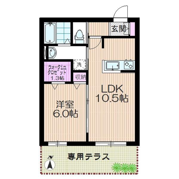 YSフラット(1LDK/1階)の間取り写真