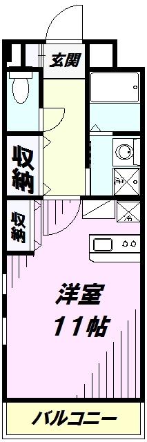 アルソーレ(ワンルーム/2階)の間取り写真