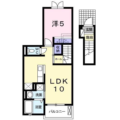 レジデンス西九条(1LDK/2階)の間取り写真