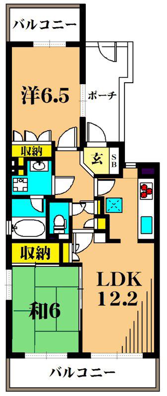 大森パーク・ホームズベイサイドコート(2LDK/3階)の間取り写真