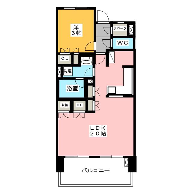 シャリエ三島一番町(1LDK/7階)の間取り写真