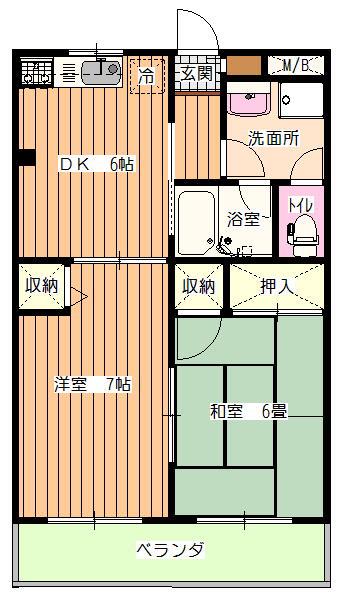 ソレーユソシア(2DK/2階)の間取り写真