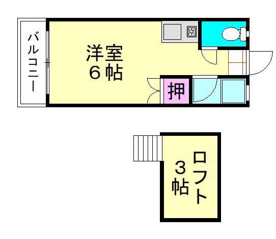 ウィング21街道 B(ワンルーム/1階)の間取り写真