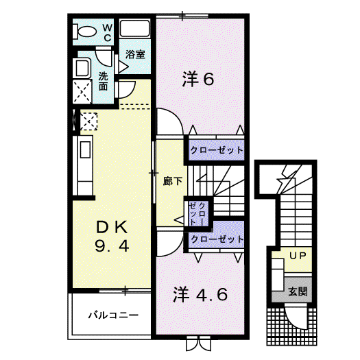クリサンセマムII(2DK/2階)の間取り写真