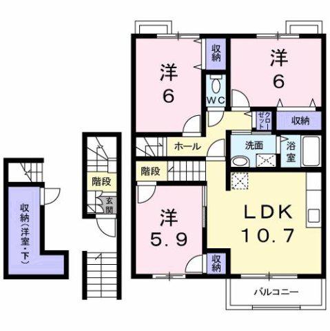 ヌーベル(3LDK/2階)の間取り写真