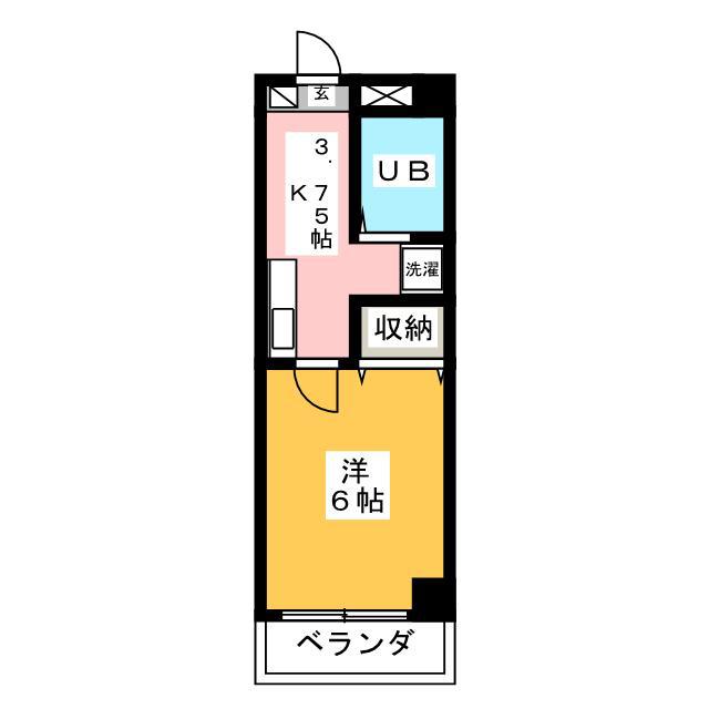ウエストクリーク(1K/2階)の間取り写真