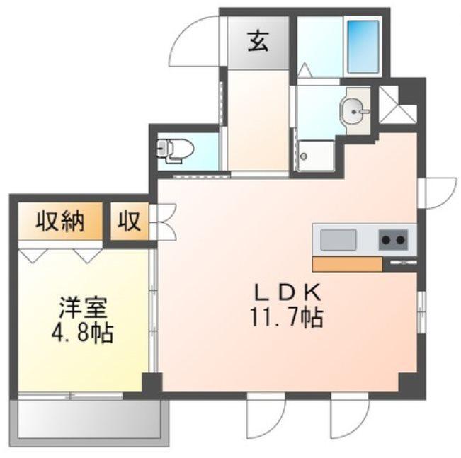 CERISIER(1LDK/3階)の間取り写真