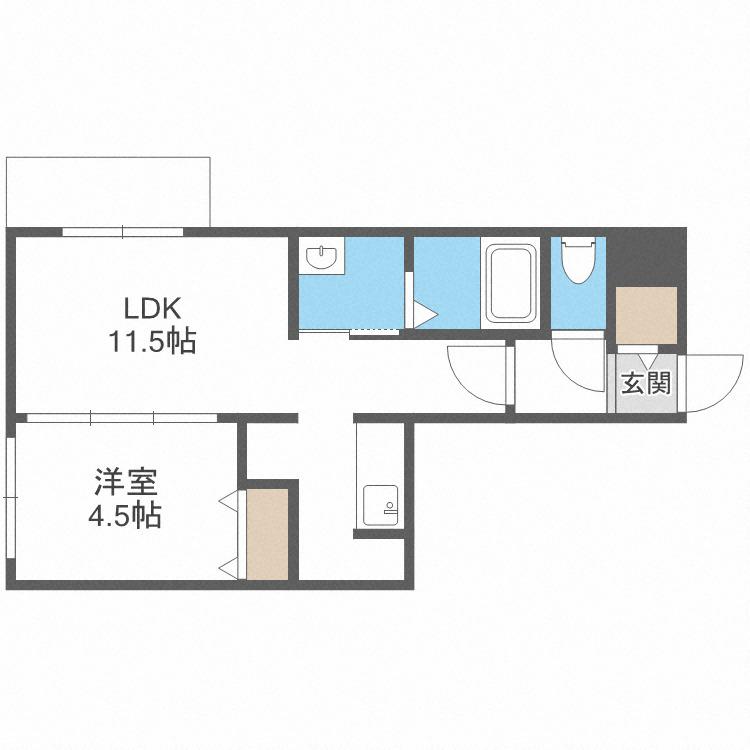ブランシャールEK琴似(1LDK/4階)の間取り写真