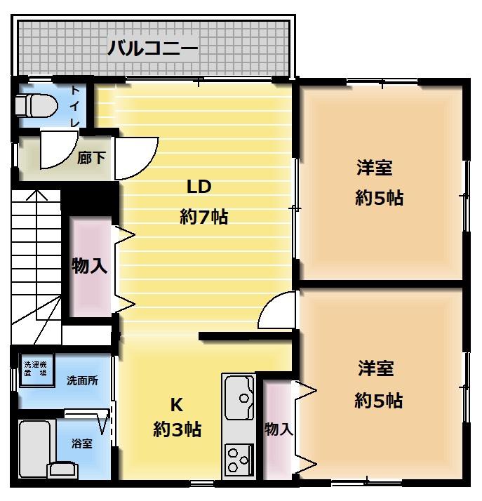 メゾントーコー(2LDK/3階)の間取り写真