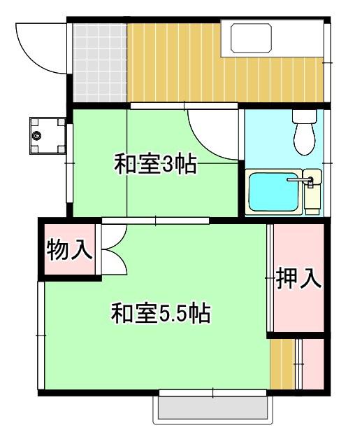 第二隆盛荘(2K/2階)の間取り写真