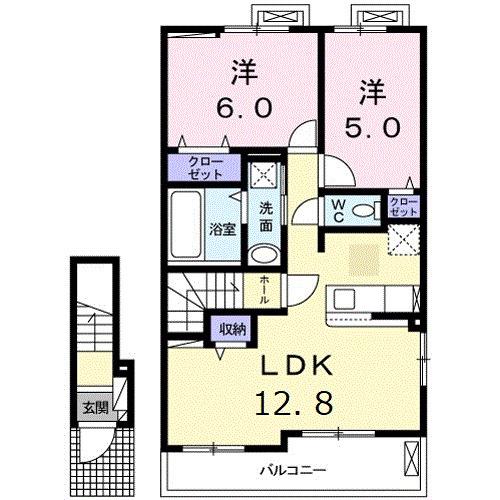レオパラッツォ(2LDK/2階)の間取り写真