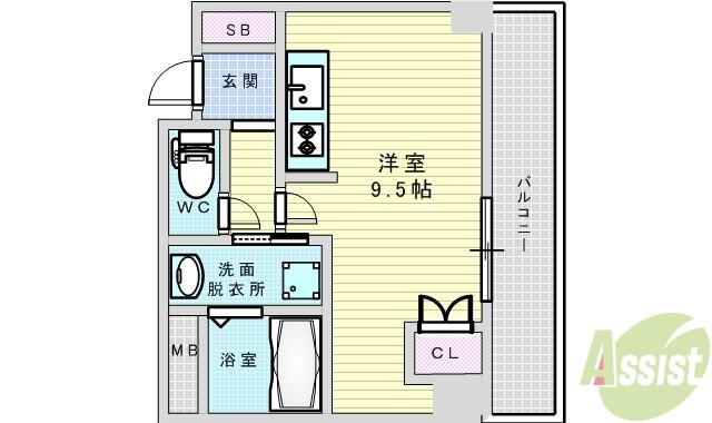 パークナードフィット吹田健都(ワンルーム/7階)の間取り写真