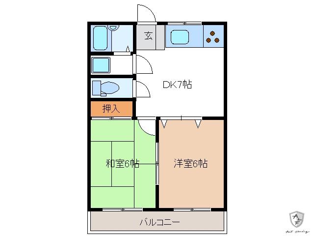 タカラハイツ(2DK/1階)の間取り写真