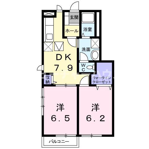 サンセールB(2DK/1階)の間取り写真
