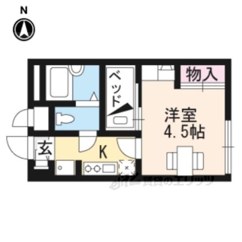 レオパレスシェルクール Ⅱ(ワンルーム/1階)の間取り写真