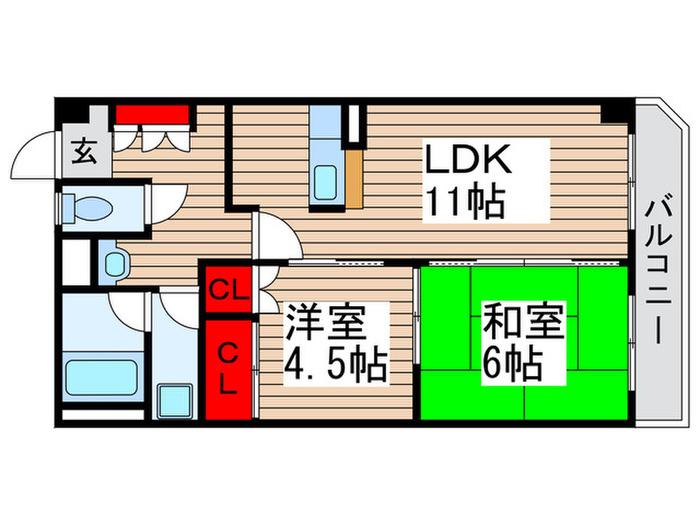 泉第六ビル(2LDK/5階)の間取り写真
