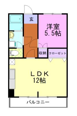 コーポ青柳(1LDK/3階)の間取り写真