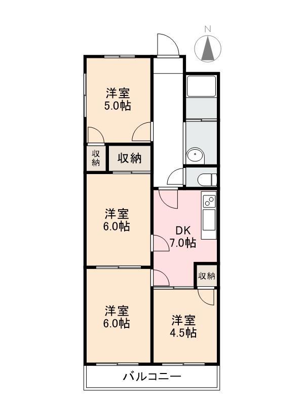 コーポ八坂(4DK/4階)の間取り写真
