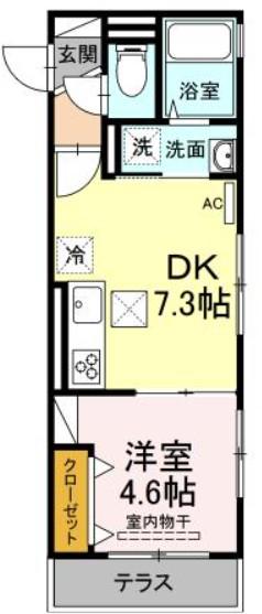 サンハイツ パート11(1DK/1階)の間取り写真