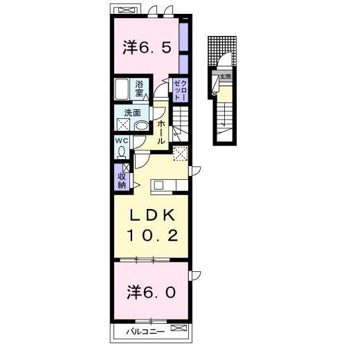 パッシオーネP(2LDK/2階)の間取り写真
