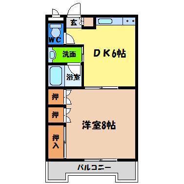 シャルマンハイツ内浜パートI(1DK/4階)の間取り写真