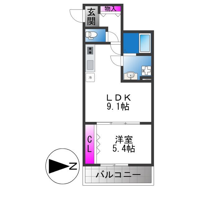 太平寺共同(1LDK/2階)の間取り写真