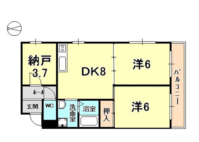 1996HERA(2LDK/3階)の間取り写真