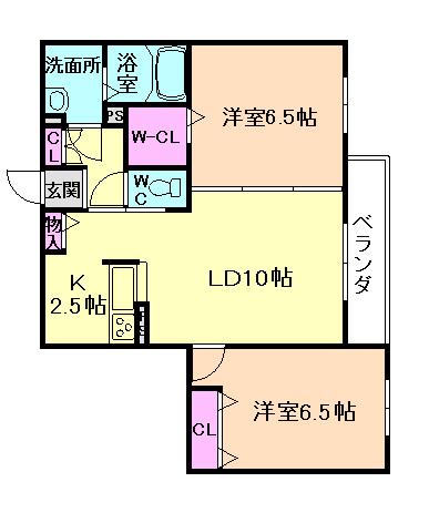 SHAMAISON NOAI(2LDK/2階)の間取り写真