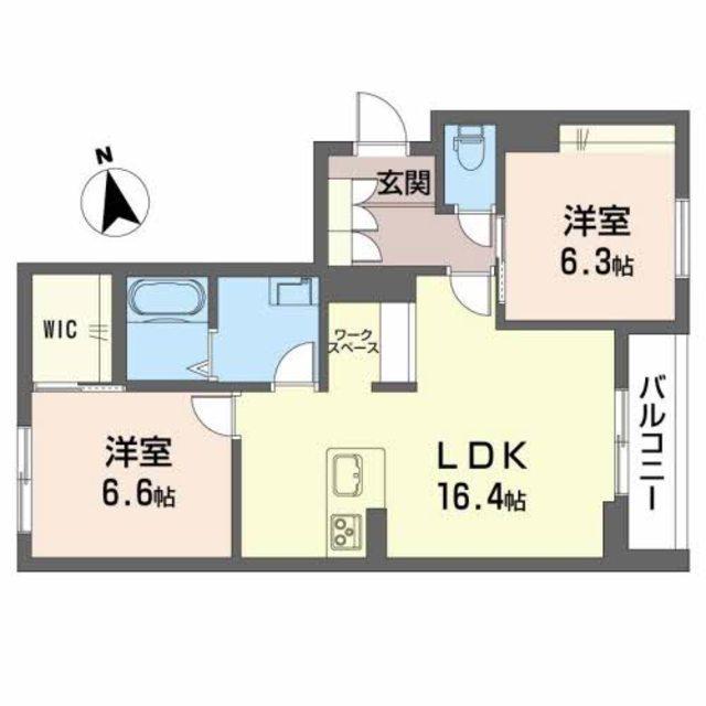 グランクレスト土合(2LDK/3階)の間取り写真