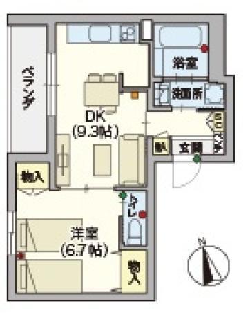 ヘーベルVILLAGE 浦和本太(1DK/3階)の間取り写真
