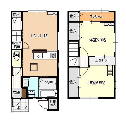 ファイン田中町(2LDK/1階)の間取り写真