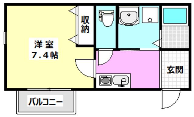 ロイヤルワン中穂茨木(1K/1階)の間取り写真