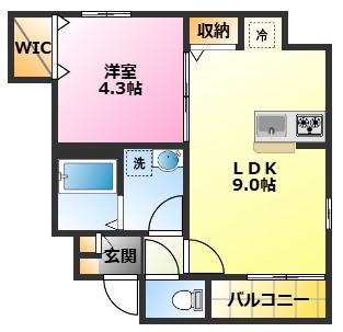 リブリ・小杉(1LDK/1階)の間取り写真