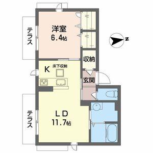 シャーメゾン楓(1LDK/1階)の間取り写真
