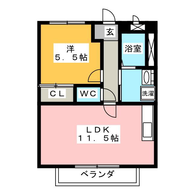 アメニティ葛谷(1LDK/1階)の間取り写真