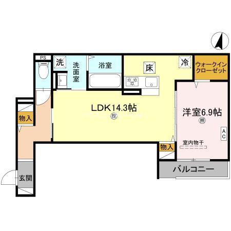METEOR GRAND(1LDK/1階)の間取り写真