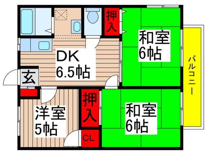 サンコーポ井野(3DK/2階)の間取り写真