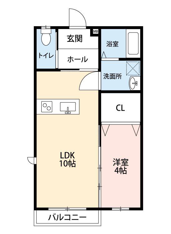 BLUEBELL(1LDK/2階)の間取り写真