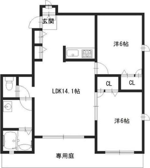 パディフィールド今宿(2LDK/1階)の間取り写真