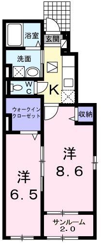 ミッテ舞子(2K/1階)の間取り写真