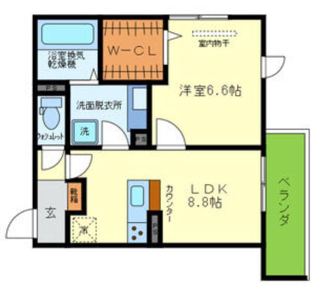 YKメゾン向陽(1LDK/1階)の間取り写真
