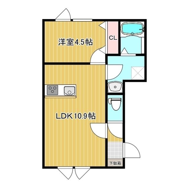 ＪＲ石北本線 北見駅 徒歩26分 2階建 築6年(1LDK/2階)の間取り写真
