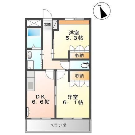 プロニティ(2DK/1階)の間取り写真
